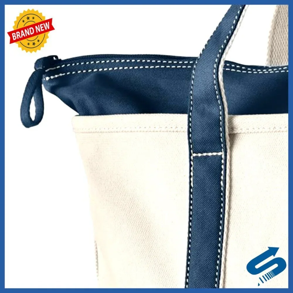 Zip Top Canvas Tote Bag Durable Classic Spacious Shoulder Bag Organizer
